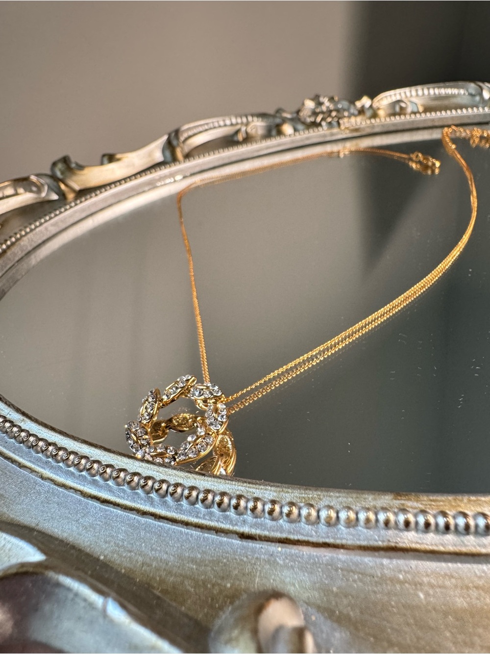 Gold Crystal Wreath Pendant Necklace - Elegant Women's Jewelry